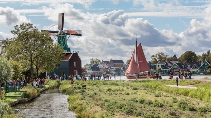 Os moinhos de vento na Holanda em Zaanse Schans