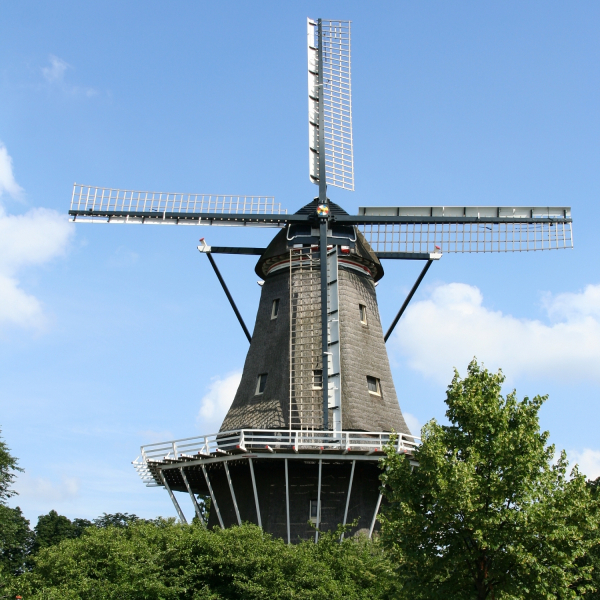 O parque dos moinhos de vento na Holanda